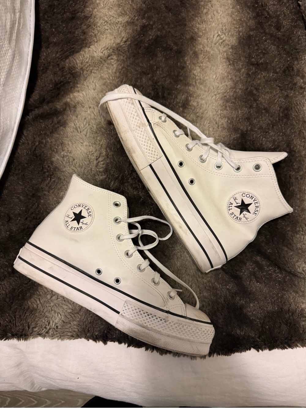 Converse White High Top Platform Sneakers